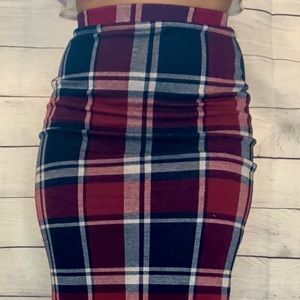 Checkered Pencil Skirt